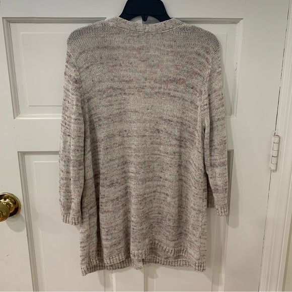 J. Jill Speckle Open Knit One Button Cardigan Size Petite Large Coastal Grandma - Picture 9 of 12